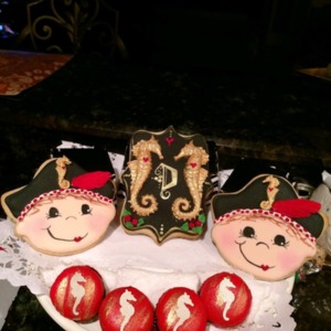 Pirate cookies w seahorse and macaroons