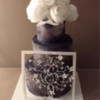 Black Cake with White Paper Flowers: Cake and Photo by Lucia Simeone