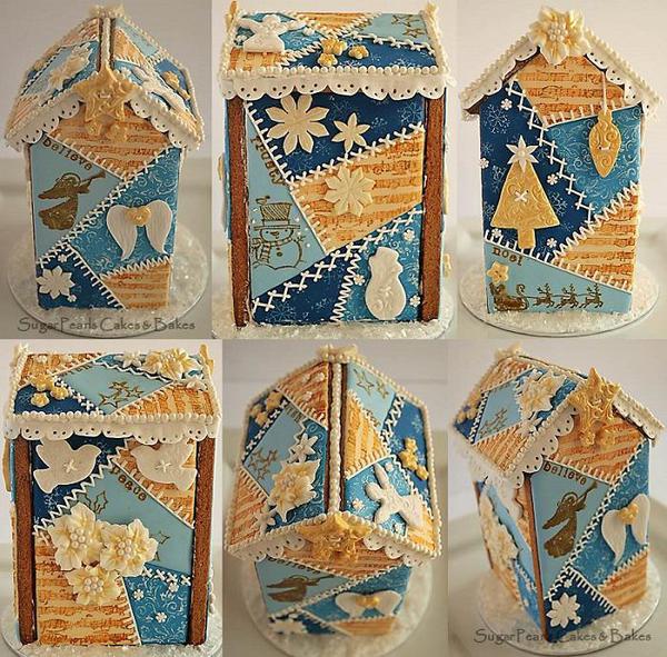 Crazy Quilt Gingerbread House - Sugar Pearls Cakes and Bakes