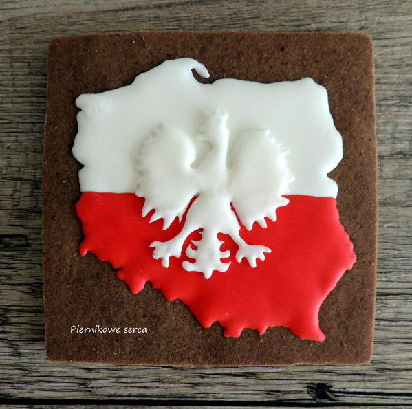 #7 Poland - Map and Flag - by Piernikowe Serca
