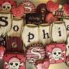 Girl Pirate Cookies: skull cookie inspired by plate customer provided