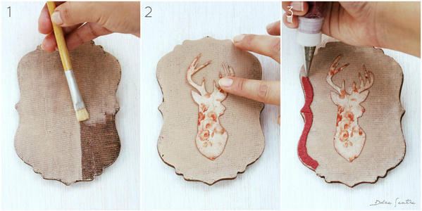 Country burlap christmas cookie-steps123