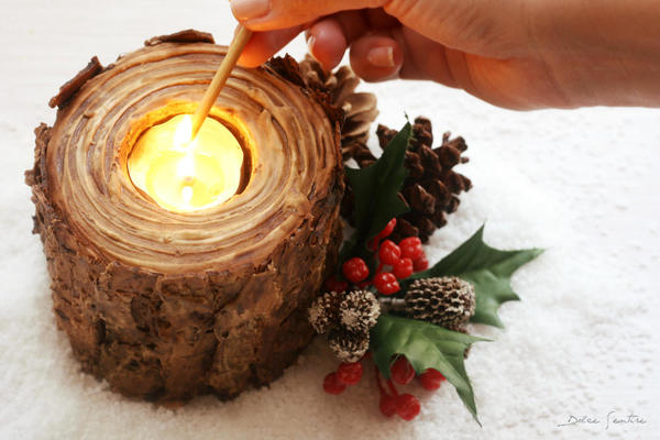 holiday cookie wood candleholder