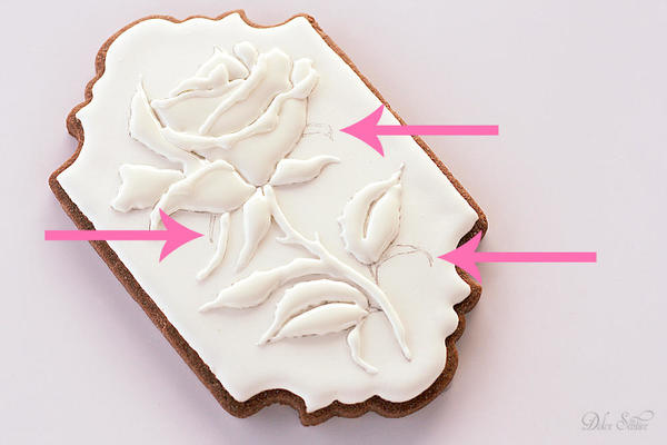 Piping Royal Icing Rose-unpiped parts of the rose: