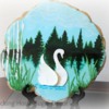 Stenciled Swan Scene: Cookie and Photo by Rocking Horse Sugar Decor