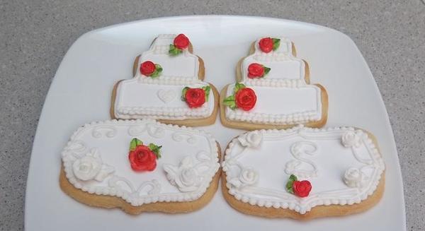 royal icing rose wedding cake cookies 8-20-2016