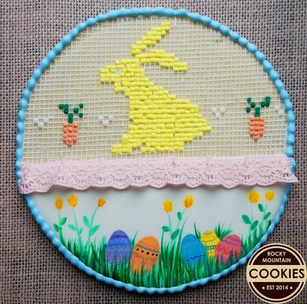 Cross Stitch Bunny with lace 3.11.17