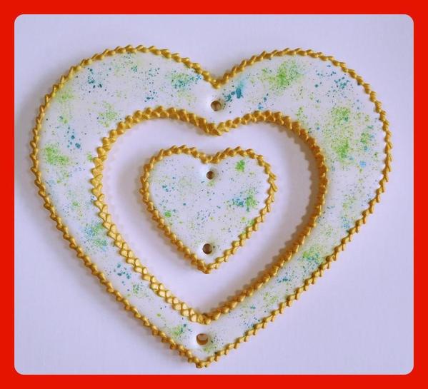 Heart Cookies with Piped and Painted Border