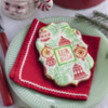 "Deck the Halls" Prettier Plaques Cookie - Traditional Colors: Cookie and Photo by Julia M Usher; Design by Julia M Usher in Partnership with Confection Couture (aka Stencil Ease)