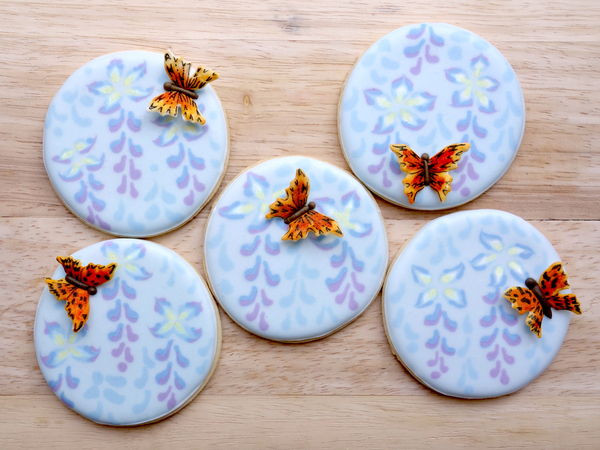 #6 - Wisteria and Butterflies, A Honeycat Cookies Tutorial by Annelise (Le bois meslé)