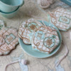 Both Seas the Day Dynamic Duos Sets in Use with Chunky Knots - Closer View: Cookies, Knots, and Photo by Julia M Usher; Stencils Designed by Julia M Usher in Partnership with Confection Couture Stencils