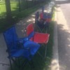 More Lawn Chairs, Now on Both Sides of Parade Route!: Fuzzy Photo Courtesy of Julia's iPhone