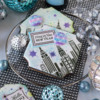 Layered Dimensional Elements on Cookie!: Cookies and Photo by Julia M Usher; Stencils Designed by Julia M Usher with Confection Couture Stencils