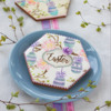 Cookie Using Easter Whimsy Prettier Plaques™ Set: Cookie and Photo by Julia M Usher; Stencils Designed by Julia M Usher in Partnership with Confection Couture Stencils