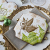 Winter Wonderland Marries Joyeux Noel, in the Same Green-Gold-Brown Palette: Cookie and Photo by Julia M Usher; Stencils Designed by Julia M Usher with Confection Couture Stencils