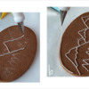 Steps 2a and 2b - Tap Off Excess Sugar, and Outline Design and Cookie: Design, Cookie, and Photos by Manu