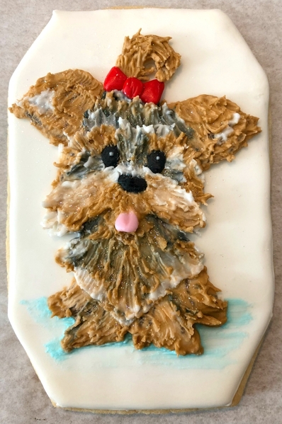 Brush Embroidery Yorkie Cookie