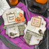 Closer View of Orange and Black Cookies: Cookies and Photo by Julia M Usher; Stencils Designed by Julia M Usher with Confection Couture Stencils