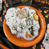 "Witch Way to the Candy" Message with Witch Foreground Element: Cookies and Photo by Julia M Usher; Stencils Designed by Julia M Usher with Confection Couture Stencils