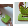 Steps 4a and 4b - Insert Paper Straw to Connect Flower and Double-Leaf Cookies; Insert Double-Leaf Cookie into Rectangle: Design, Cookies, and Photos by Manu