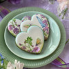 Small Dimensional Wafer Paper Butterfly and Sweet Pea: Cookies and Photo by Julia M Usher; Stencils Designed by Julia M Usher with Confection Couture Stencils