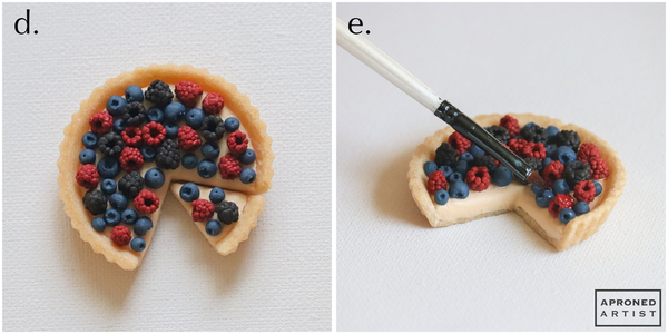 Steps 2d and 2e - Fill Tart and Brush Fruit with Corn Syrup
