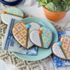 Hearts with Bigger Buttons: Cookies and Photo by Julia M Usher; Stencils Designed by Julia M Usher with Confection Couture Stencils