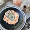 Another Orange-and-Black Style with Fondant Appliqué: Cookie and Photo by Julia M Usher; Stencils Designed by Julia M Usher with Confection Couture Stencils