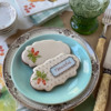 Two Ivory Cookies; One Now with Framed Message!: Cookies and Photo by Julia M Usher; Stencils Designed by Julia M Usher with Confection Couture Stencils