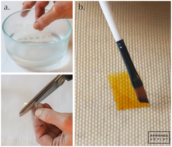 Steps 2a and 2b - Soak, Cut, and Paint Rice Paper for Windows