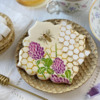 Another Fun Honeycomb Fondant Appliqué: Cookie and Photo by Julia M Usher; Stencils Designed by Julia M Usher with Confection Couture Stencils