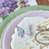 Dimensional Wafer Paper Butterfly, Just Because It's Pretty!: Cookie and Photo by Julia M Usher; Stencils and Cutter Designed by Julia M Usher with Confection Couture Stencils