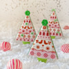 Simpler Pink 3-D Trees: 3-D Cookies and Photo by Julia M Usher; Stencils Designed by Julia with Confection Couture Stencils
