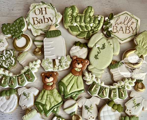 #5 - Green & Gold Baby Boy Shower by Cajun Home Sweets