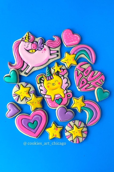 #1 Unicorn and cat cookie set by Goloven Olga