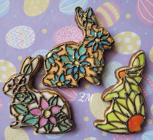Stained Glass Rabbits by Zeena