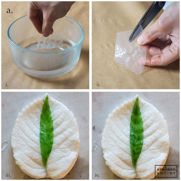 Step 3a - Cut and Paint Rice Paper Leaf