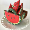 Finished 3-D Watermelon Bag Cookie Filled with Watermelon Minis: Design, 3-D Cookie, and Photo by Manu