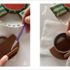 Steps 3c and 3d - Push Icing into Seams with Paint Brush, and Prop Bottom Cookie: Cookies and Photos by Manu