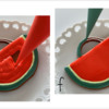 Steps 2e and 2f - Flood Watermelon Flesh and Bag Handle: Cookie and Photos by Manu