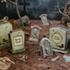 Julia's Halloween Tombstone Kit Release - September 2023: 3-D Cookies and Photo by Julia M Usher; Stencils and Cutters Designed by Julia with Confection Couture Stencils
