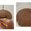 Steps 3e and 3f - Place Tree Part Cookies on Large Round Base, and Score Contact Points; Then Outline Cookie, and Pipe Ovals around Scored Marks: Design, Cookies, and Photos by Manu