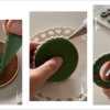 Steps 3i to 3k - Outline, Flood, and Pipe Shell Border on Medium Round Cookie; Also Pipe Border on Half of Each Tree Part Cookie: Design, Cookies, and Photos by Manu