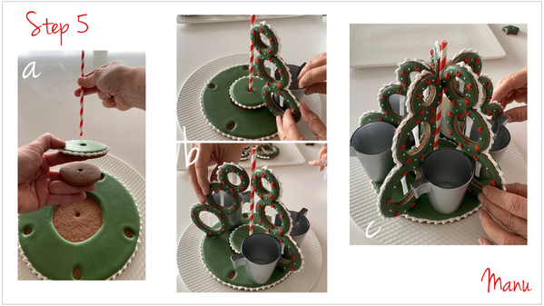 Step 5a to 5c - Place Tree Part Cookies on Base