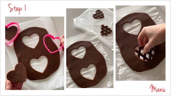 Step 1d to 1f - Cut Out Two Hearts, Insert Chilled Lattice Pieces in Empty Hearts