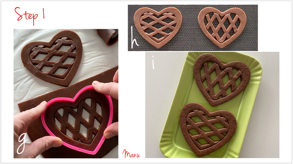 Step 1g and 1h - Cut Larger Hearts Around hearts Filled with Lattice Dough. Bake Cookies