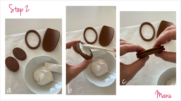 Step 2a to 2c - Glue Cookies to Make Pedestal
