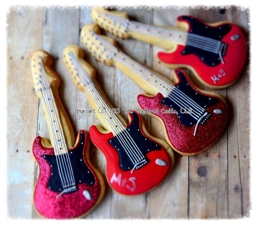 Electric Guitar Shortbread Sugar Cookie Favors by The Tailored Cookie