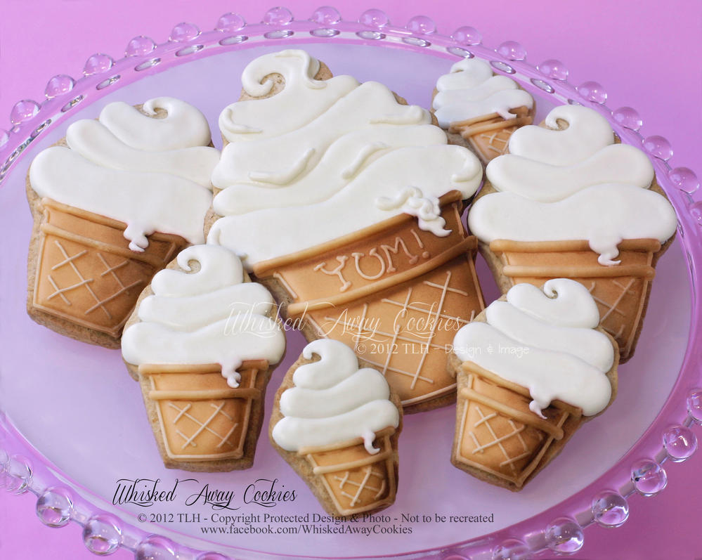 "Yum!" ~ Ice Cream Cones ~ ©The Cookie Connoisseur/Whisked Away Cookies