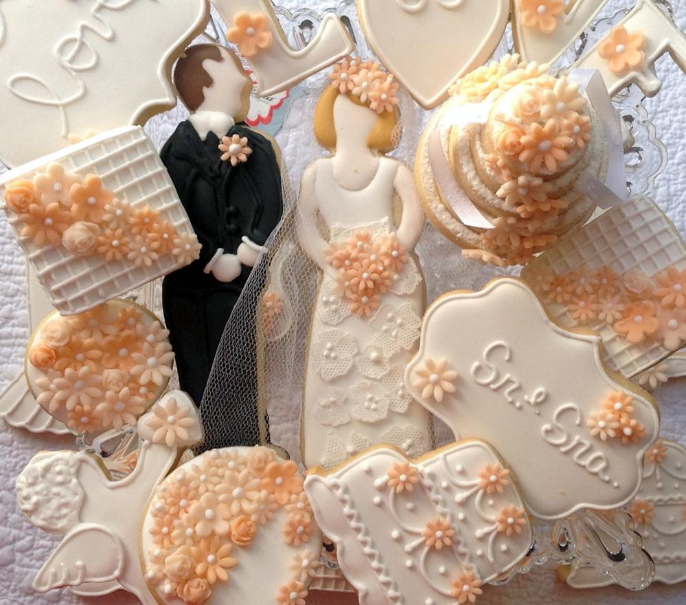 Wedding Cookies with Sugar Veil Details